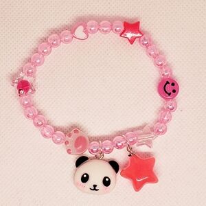 Handmade beaded pink kawaii panda bracelet